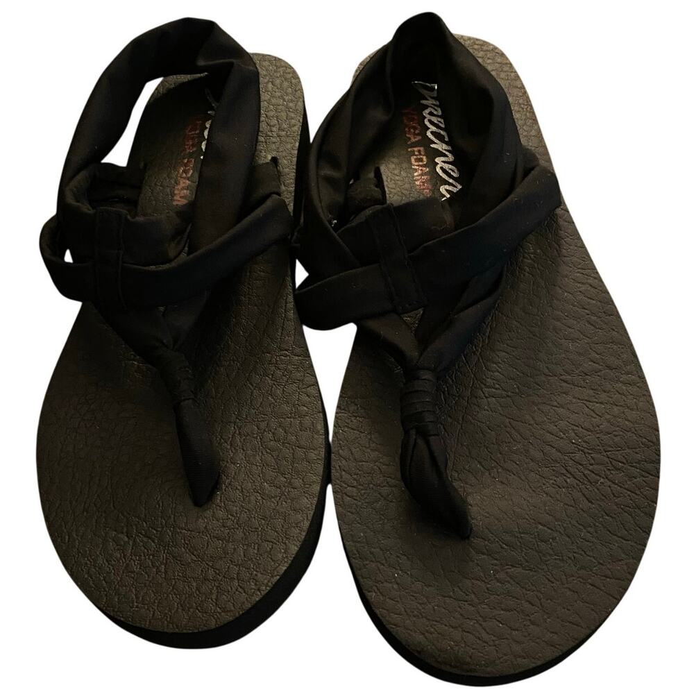 Skechers Yoga Foam Black Fabric Strappy, Comfort, Casual Sandal/Thong/Flipflop,8
